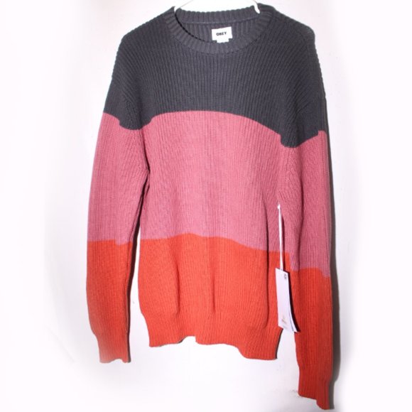NWT OBEY Joni Colorblock Long Sleeve Knit Sweater Size S - Picture 9 of 12